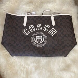 Coach Brown and White Tote Bag